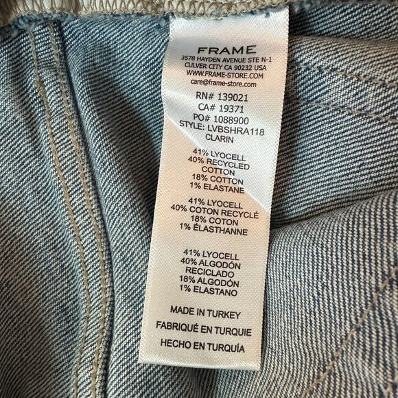 NWOT FRAME Le Vintage Bermuda Raw Edge Denim Shorts in Clarin - Size 23 - Picture 3 of 10
